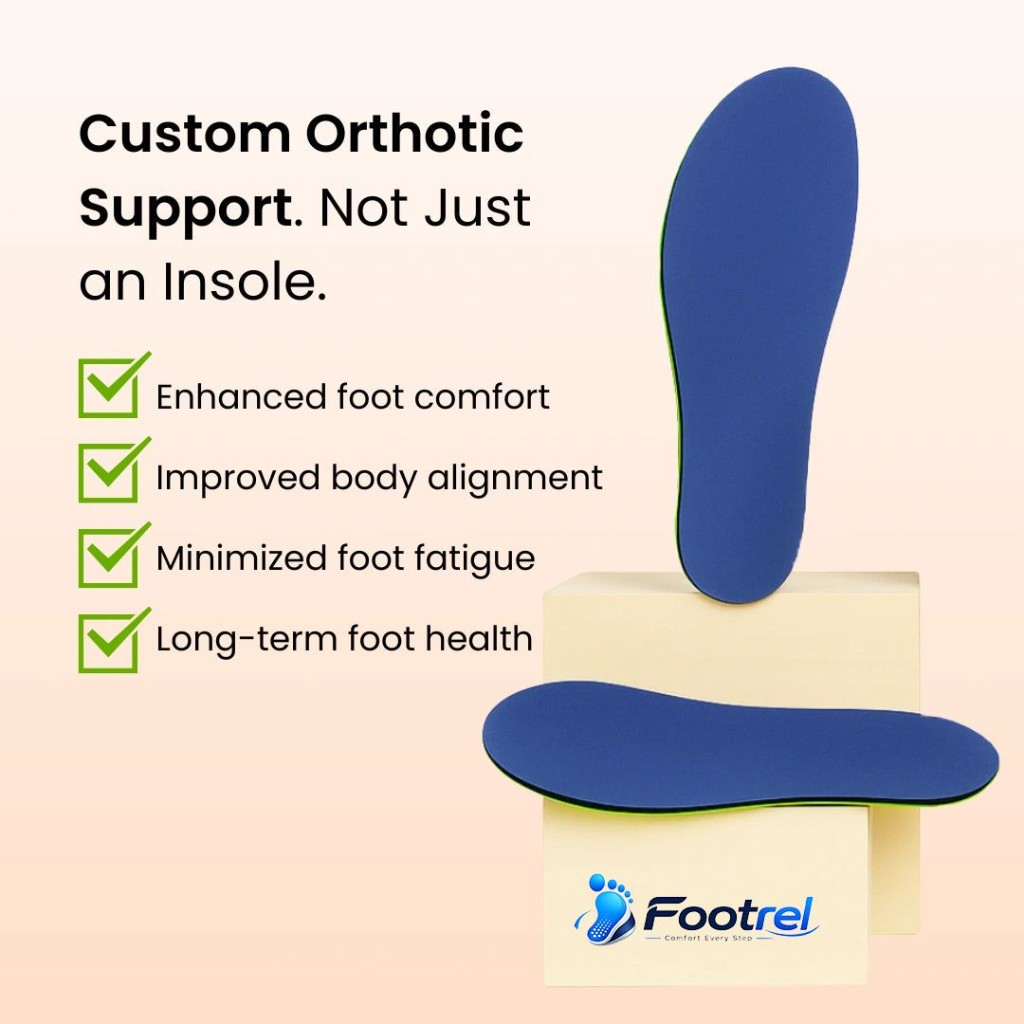 Custom orthotic support with Footrel insoles